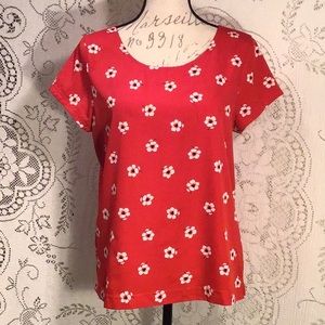 📌3/$20 - Flowered Print Mixed Fabric Tee
